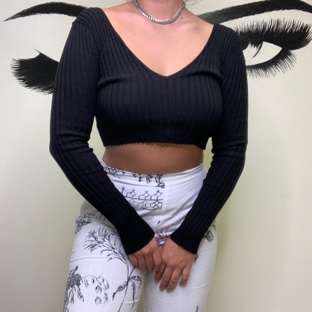 Ribbed V-Neck Top